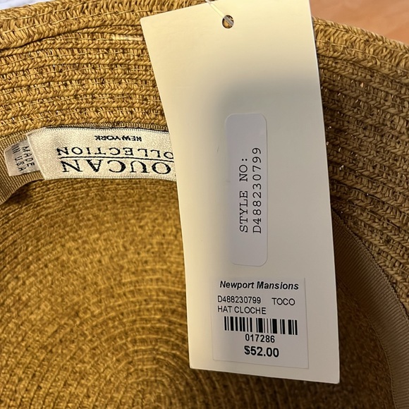 NWT - Toucan Collection New York Straw Cloche Hat with Red Hatband and Bow - Picture 7 of 7